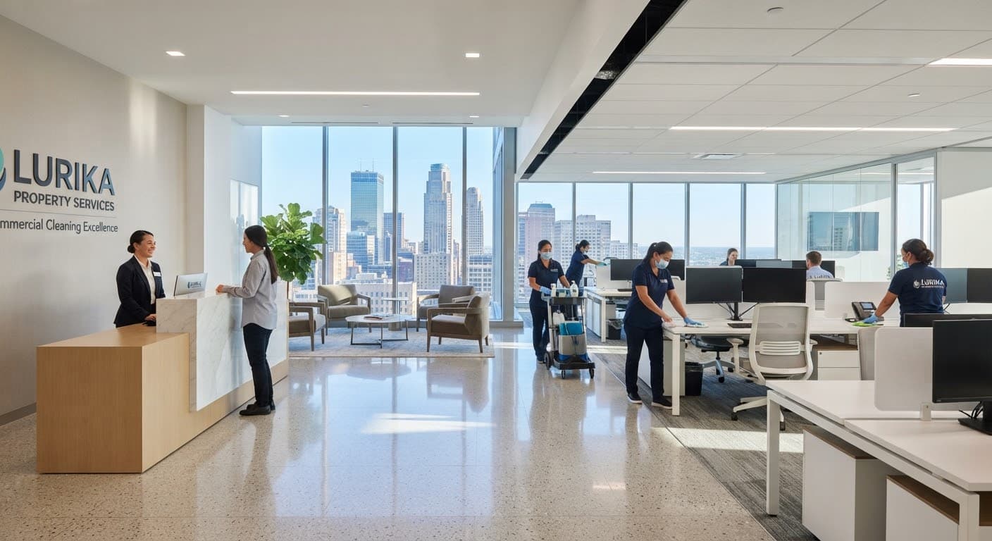 Spotless modern office workstations in bright morning light